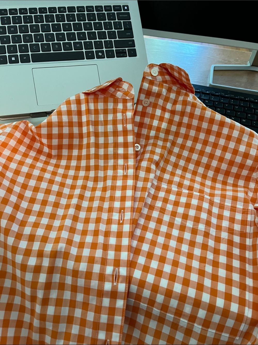Claridge and King Classic Orange and White Gingham Button-Down Shirt